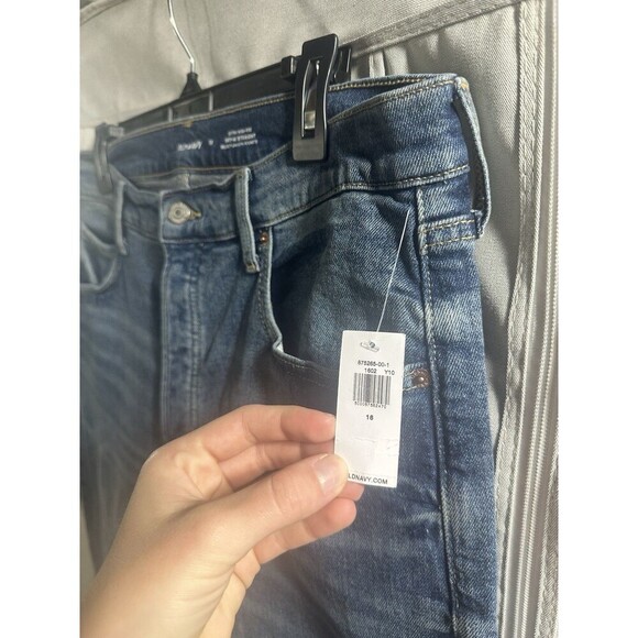 Old Navy Blue Sky-Hi Straight Raw Hem Button Fly High Rise Jeans Women's Size 16 - Picture 3 of 7